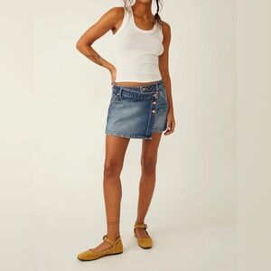 We The Free Blue Denim Wynne Mini Skirt